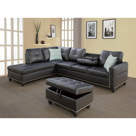 Irine Faux Leather Sectional Sofa with Ottoman