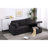 Lambswool Pull Out Sleeper Sectional Sofa with Storage Chaise P-B102S00062