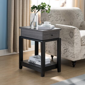 ID USA 161829 Chairside Table Distressed Grey & Black B107130838