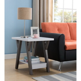 ID USA 161834ET End Table White & Distressed Grey B107131301
