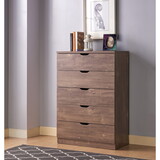 Modern five drawer clothes and storage chest cabinet with cutout handles in Hazelnut color