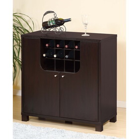 Wine Cabinet Red Cocoa with Two Doors Removeable Wine Bottle Rack Metal Wine Glass Racks Four Shelves B107P222502