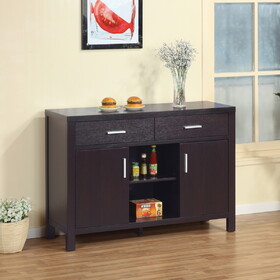 Two drawer two storage cabinet with two doors aluminum metal bar handles four shelves metal drawer glides sideboard buffet console B107P306188