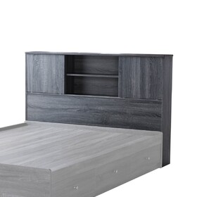 Twin Size Bookcase Headboard Stand Alone Two Sliding Doors Four Shelf Cubbies Spacer and dust panel Grey B107P355259