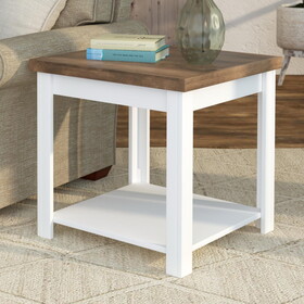 Bridgevine Home 24" Fully assembled White and Brown Solid Wood Side Table B108131543