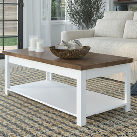 BridgevineHome 48" Fully assembled White and Brown Coffee Table B108131544