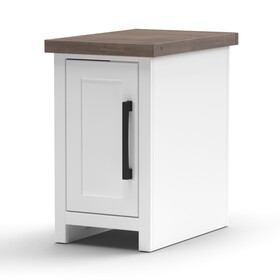 Bridgevine Home 14" Fully assembled White and Brown Solid Wood Side Table B108131545