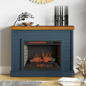 Bridgevine Home Washington 48 inch Fireplace with Mantel, Blue Denim and Whiskey Finish B108131559