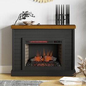 Bridgevine Home Washington 48 inch Fireplace with Mantel, Black and Whiskey Finish B108131560