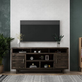 Bridgevine Home Avondale 76 inch TV Stand Console for TVs up to 90 inches, No assembly Required, Charcoal-Brown Finish B108P160142
