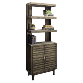 Bridgevine Home Avondale 78 inch High Bookshelf Pier, No assembly Required, Charcoal-Brown Finish B108P160143