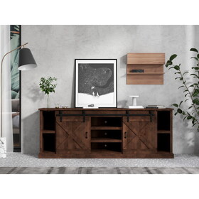 Bridgevine Home Farmhouse 85 inch TV Stand Console for TVs up to 95 inches, No assembly Required, Aged Whiskey Finish B108P160158