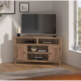 Bridgevine Home Joshua Creek 52 inch Corner TV Stand for TVs up to 55 inches, No assembly Required, Barnwood Finish B108P160169