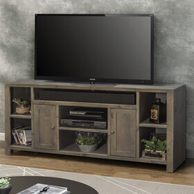 Bridgevine Home Joshua Creek 64 inch TV Stand Console for TVs up to 70 inches, No assembly Required, Barnwood Finish B108P160170