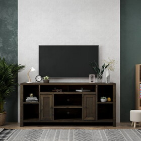 Bridgevine Home Joshua Creek 74 inch TV Stand Console for TVs up to 85 inches, No assembly Required, Barnwood Finish B108P160171