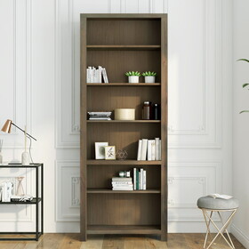 Bridgevine Home Joshua Creek 84 inch high 6-shelf Bookcase, No assembly Required, Barnwood Finish B108P160175