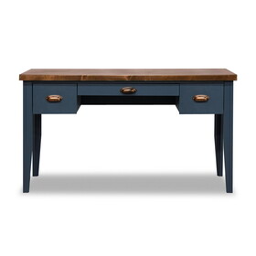Bridgevine Home Nantucket 53 inch Writing Desk, No assembly Required, Blue Denim and Whiskey Finish B108P160179