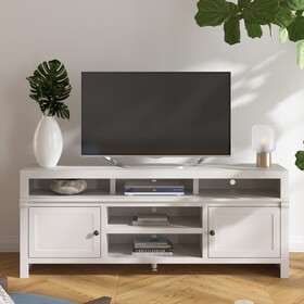 Bridgevine Home Modern 75 inch TV Stand Conosle for TVs 85 inches, No assembly Required, White Finish B108P160181
