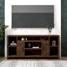 Bridgevine Home Sausalito 74 inch TV Stand Console for TVs up to 85 inches, No assembly Required, Whiskey Finish B108P160189