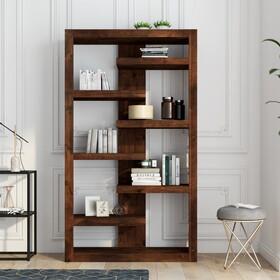 Bridgevine Home Sausalito 72 inch high 6-shelf Bookcase, No assembly Required, Whiskey Finish B108P160199
