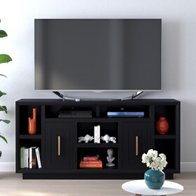 Bridgevine Home Sunset 67 inch TV Stand Console for TVs up to 80 inches, No assembly Required, Black Finish B108P160200