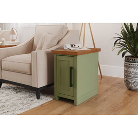 Bridgevine Home Vineyard 14 inch Chairside Table, No assembly Required, Sage Green and Fruitwood Finish B108P160215