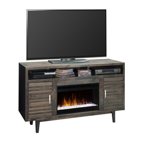 Bridgevine Home Avondale 61 inch Electric Fireplace TV Console for TVs up to 70 inches, Charcoal-Brown Finish B108P160220