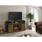 Bridgevine Home Farmhouse 66 inch Electric Fireplace TV Stand for TVs up to 80 inches, Aged Whiskey Finish B108P160224