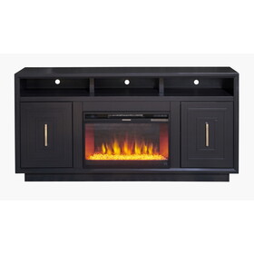 Bridgevine Home Sunset 67 inch Electric Fireplace TV Stand for TVs up to 80 inches, Black Finish B108P160237