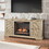 Bridgevine Home Topanga 68 inch Electric Fireplace TV Console for TVs up to 80 inches, Alabaster finish B108P160239