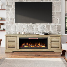 Bridgevine Home Topanga 83 inch Electric Fireplace TV Console for TVs up to 95 inches, Alabaster finish B108P160241