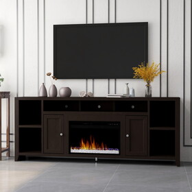 Bridgevine Home Urban Loft 84 inch Electric Fireplace TV Console for TVs up to 95 inches, No assembly Required, Mocha Finish B108P160245