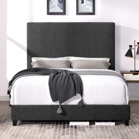 Bridgevine Home Queen Size Charcoal Grey Upholstered Platform Bed B108P160250