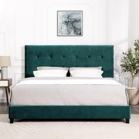Bridgevine Home King Size Green Velvet Tufted Upholstered Platform Bed B108P160255