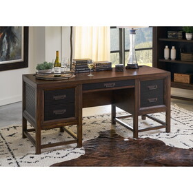 Bridgevine Home Branson Executive Desk, No assembly Required, Two-Tone Finsih B108P163822