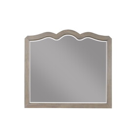 Bridgevine Home Laurel Grove Scallop Shaped Mirror, No assembly Required, White Poplar Finish B108P163867