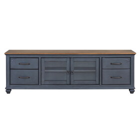 Bridgevine Home Americana 84 in TV Stand for TVs up to 90 inches, No assembly Required, Corduroy Blue Finish B108P193070