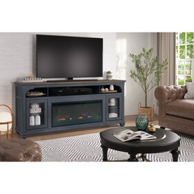 Bridgevine Home Americana 86 in Fireplace TV Stand for TVs up to 95 inches, Corduroy Blue Finish B108P193072