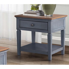 Bridgevine Home Americana 24 inch End Table, No assembly Required, Corduroy Blue Finish B108P193074