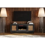 Bridgevine Home Ventura 70 inch Fireplace TV Stand for TVs up to 80 inches, Black and Bourbon Finish B108P193090
