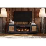 Bridgevine Home Ventura 86 inch Fireplace TV Stand for TVs up to 95 inches, Black and Bourbon Finish B108P193091