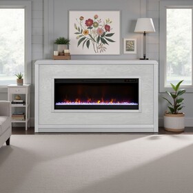 Haven 62 inch Fireplace Mantel, Minimal assembly, White Finish B108P364424