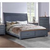 Bridgevine Home Americana King Size Sleigh Bed, Corduroy Blue Finish B108S00029