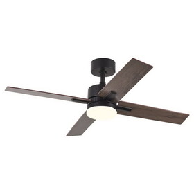 44 inch Downrod Ceiling Fans with Lights and Remote Control, Modern Outdoor Indoor Black 4 Blades LED Lights Smart Ceiling Fans for Bedroom, Living Room, and Patios B109135941