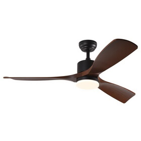 52 inch Downrod Ceiling Fans with Lights and Remote Control, Modern Outdoor Indoor 3 Blades LED Lights Smart Ceiling Fans for Bedroom, Living Room, and Patios (Brown) B109135944