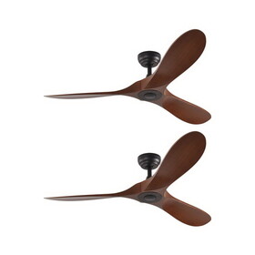 52 inch Flush Mount Ceiling Fans with Remote Control, Vintage Outdoor Indoor 3 Blades Smart Ceiling Fans for Bedroom, Living Room, and Patios (Dark, Set of 2) B109S00015