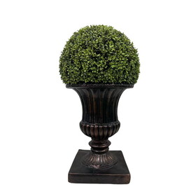 32" Ball Topiary in Brown Pedestal Pot, Artificial Faux Plant for indoor and outdoor B111131120
