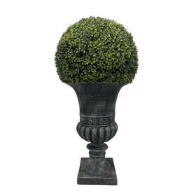 32" Ball Topiary in Grey Pedestal Pot, Artificial Faux Plant for indoor and outdoor B111131121