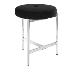 Chloe Contemporary Vanity Stool in Chrome and Black Velvet by LumiSource B116135534