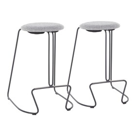 Finn Contemporary Counter Stool in Black Steel and Charcoal Fabric by LumiSource - Set of 2 B116135557